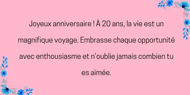 Joyeux anniversaire 20 ans fille