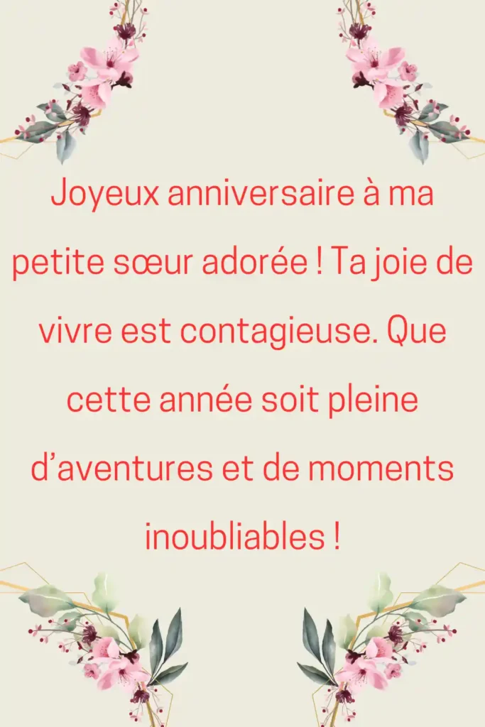 joyeux anniversaire petite soeur