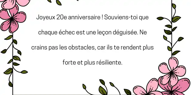 Joyeux anniversaire 20 ans fille- motivationnel