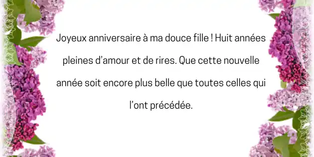 Joyeux Anniversaire 8 Ans Ma Fille