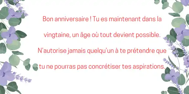 Comment souhaiter un joyeux 20ème anniversaire à ma fille ?