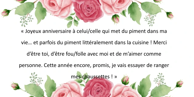 Messages d'anniversaire humoristiques et touchants pour votre amour
