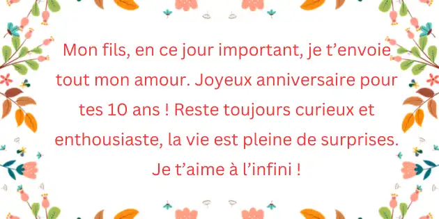 texte joyeux anniversaire mon fils 4 Joyeux Anniversaire Mon Fils de 10 Ans : Célébrons Ensemble !