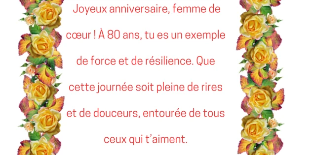 joyeux anniversaire 80 ans femme 2 Texte Joyeux Anniversaire 80 Ans Femme