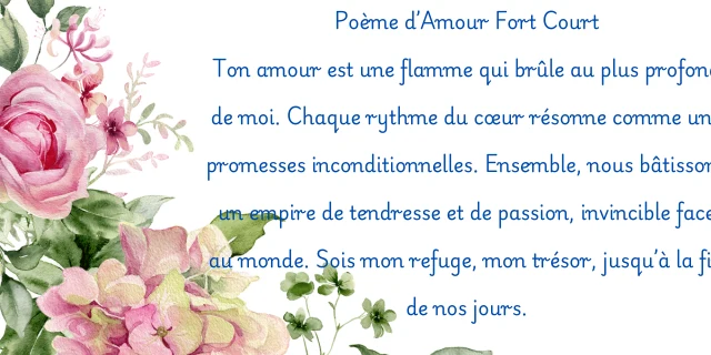 Poème d'amour fort: Les plus beaux poèmes pour exprimer vos sentiments 2 Poème d’Amour Fort Court