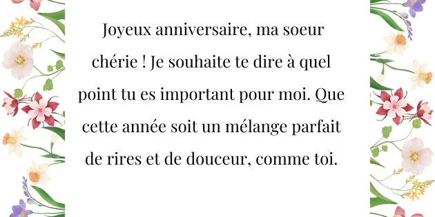 Joyeux anniversaire ma sœur