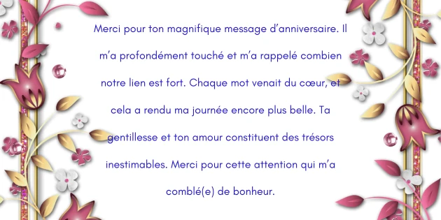 Remerciement pour anniversaire WhatsApp
